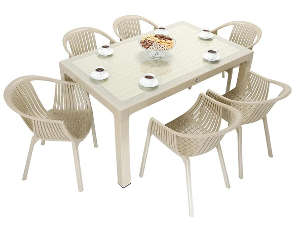 Norino Mandella Wood 90x150 Roma Koltuk Camlı Masa Takımı ÇÖLBEJİ ürün görseli 1