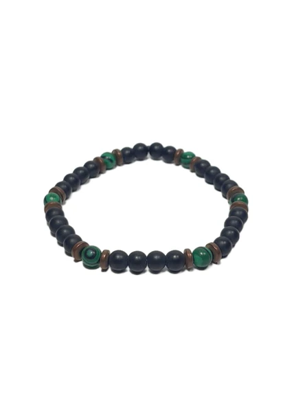 JTSS26BLK1740 SENTETİK MALAHİT ONYX VE HEMATİT DOĞALTAŞ JANTİ BİLEKLİK ürün görseli 1