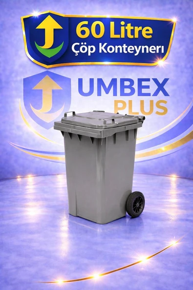 Umbex Plus-60 Lt Çöp Konteyneri Gri renk Çöp Kovası ürün görseli 1