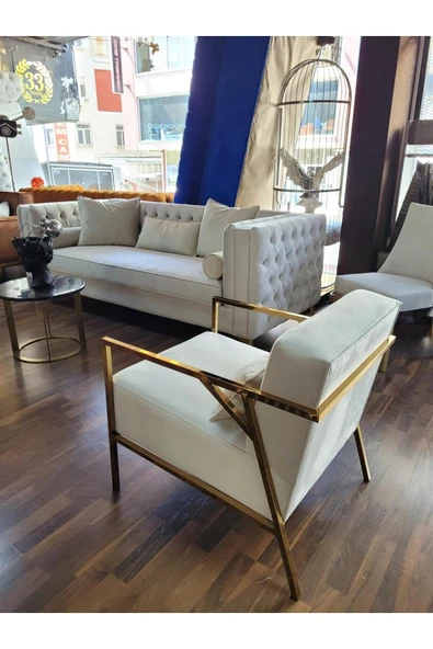 3A Mobilya 3A MOBİLYA GOLD SWAN KAPİTONE KOLTUK ürün görseli 1