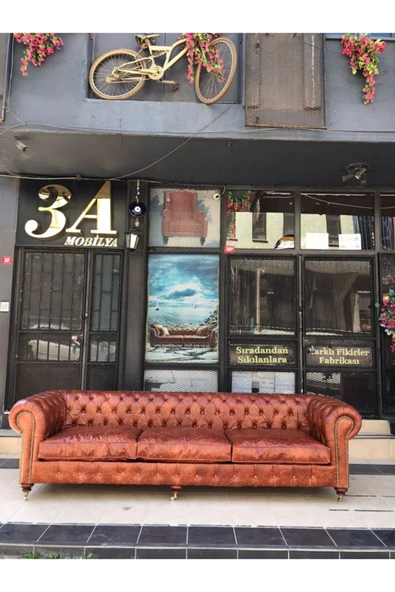3A Mobilya Hakiki Deri Kensington Chesterfield ürün görseli 1
