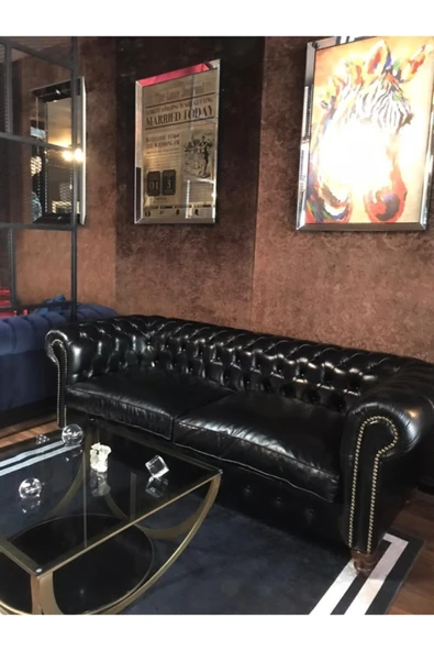 3A Mobilya Hakiki Deri Lanchester Chesterfield - Resim 3