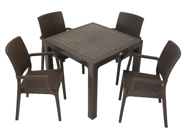 Norino Mandella Elit Rattan 90x90 Elit Koltuk Masa Takımı KAHVERENGİ ürün görseli 1