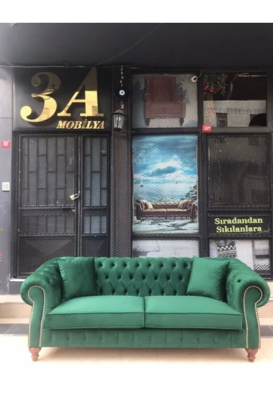 3A Mobilya New Emerald Chesterfield - Resim 3