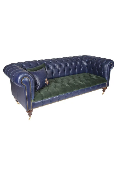 3A Mobilya Dark Blue Green Chesterfield 230X90X80 CM ürün görseli 1