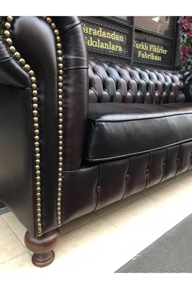 3A Mobilya Orlando Hakiki Deri Chesterfield - Resim 6