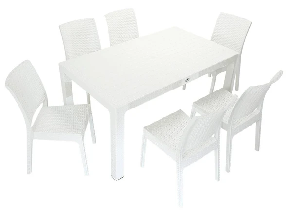 Norino Mandella Elit Rattan 90x150 Elit Sandalye Masa Takımı BEYAZ ürün görseli 1