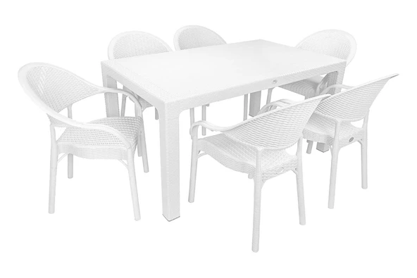 Norino Mandella Elit Rattan 90x150 Eylül Koltuk Masa Takımı Beyaz ürün görseli 1