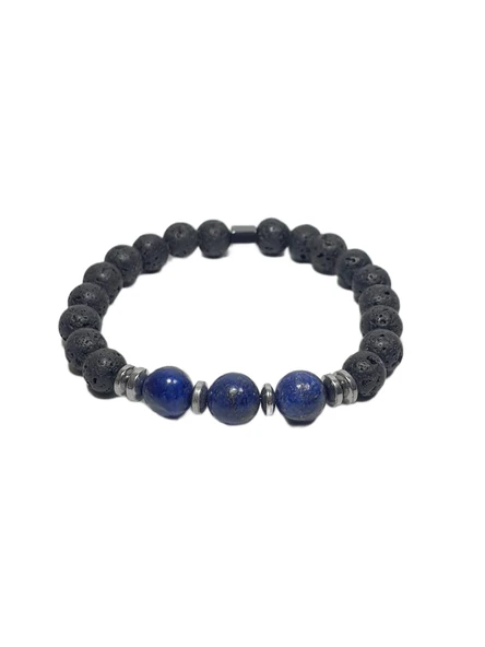 JTSS26BLK1745 LAV TAŞI VE LAPİS LAZULİ CEYT DOĞALTAŞ JANTİ BİLEKLİK ürün görseli 1