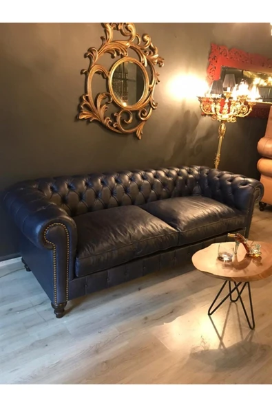 3A Mobilya Hakiki Deri Klas Chesterfield - Resim 4
