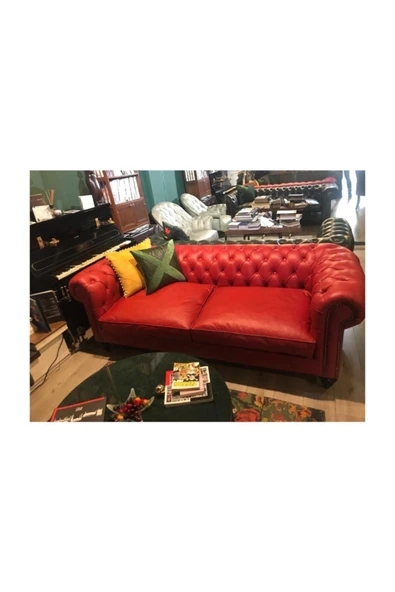 3A Mobilya Red Hakiki Deri Chesterfield - Resim 4