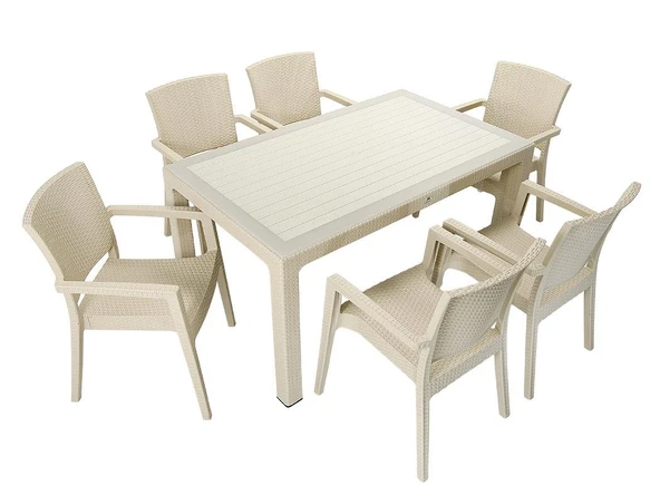 Norino Mandella Elit Rattan 90x150 Zeus Koltuk Camlı Masa Takımı ÇÖLBEJİ ürün görseli 1