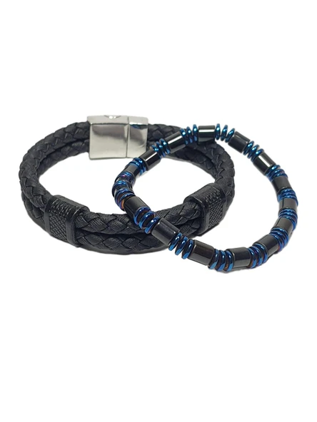 JTSS26BLK1702 PU DERİ ALAŞIMLI METAL KİLİT HEMATİT DOĞALTAŞ KUTULU GARANTİLİ SERTİFİKALI JANTİ KOMBİN BİLEKLİK ürün görseli 1