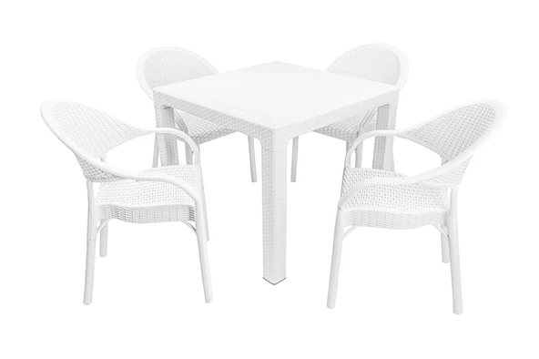 Norino Mandella Elit Rattan 90x90 Eylül Koltuk Masa Takımı Beyaz ürün görseli 1
