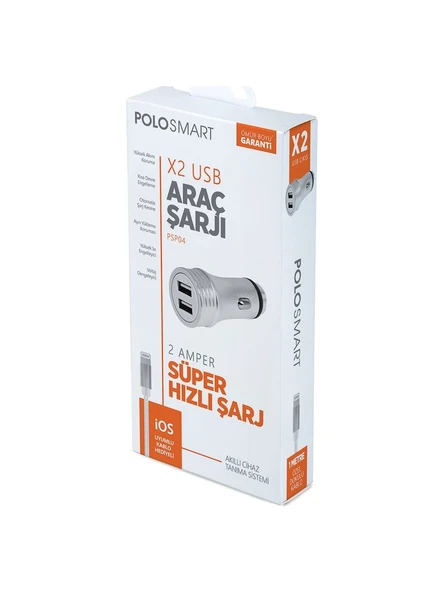 Polosmart Charger PSP04 Araç Şarjı + Lightning Kablo ürün görseli 1