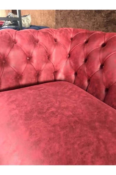 3A Mobilya Nar Çiçeği Chesterfield Koltuk - Resim 6