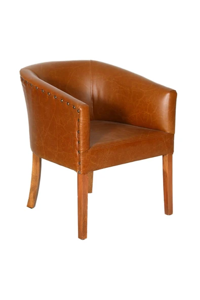 3A Mobilya Real Leather Oval Berjer - Resim 2