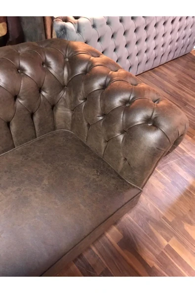 3A Mobilya New Brown Nubuk Chesterfield - Resim 4