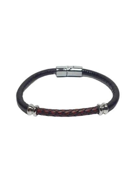 JTSS26BLK1787 ALAŞIMLI METAL KİLİT HAKİKİ DERİ JANTİ BİLEKLİK ürün görseli 1