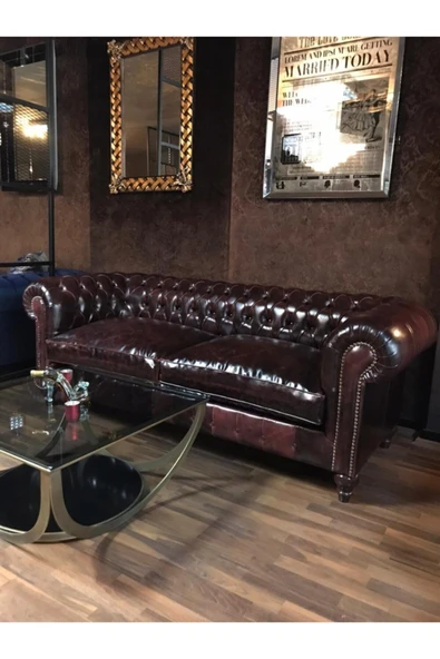 3A Mobilya New Bordo Pullap Chesterfield - Resim 2