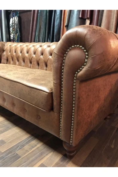 3A Mobilya Taba Nubuk Chesterfield - Resim 3