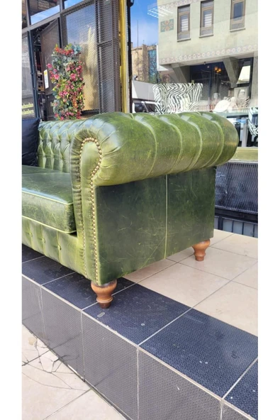 3A Mobilya LONDON PULLAP GREEN CHESTERFİELD - Resim 2