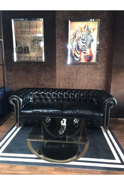 3A Mobilya Hakiki Deri Lanchester Chesterfield - Resim 6