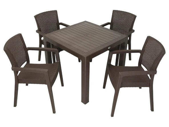 Norino Mandella Elit Rattan 90x90 Zeus Koltuk Masa Takımı KAHVERENGİ ürün görseli 1