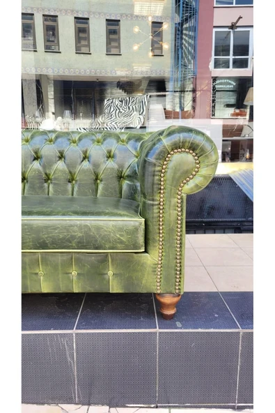 3A Mobilya LONDON PULLAP GREEN CHESTERFİELD - Resim 4