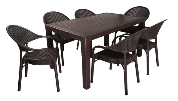 Norino Mandella Elit Rattan 90x150 Eylül Koltuk Masa Takımı Kahverengi ürün görseli 1