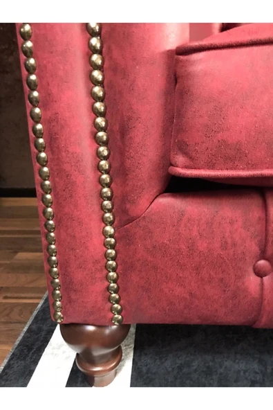 3A Mobilya Nar Çiçeği Chesterfield Koltuk - Resim 7