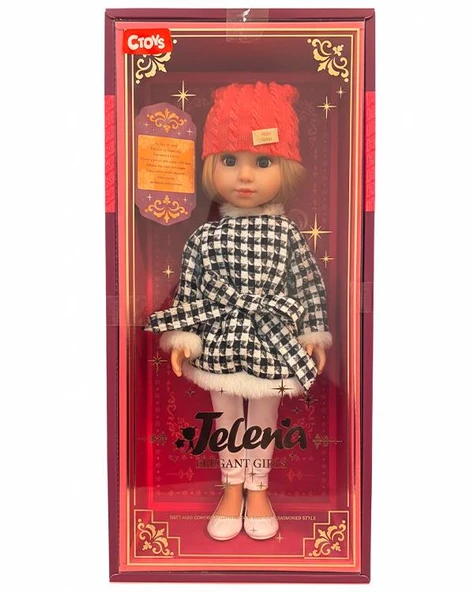 Ctoy Jelena Elegant Girls Moda Oyuncak Bebek Pembe Bereli Şık Kombin 38 cm 6900110 ürün görseli 1