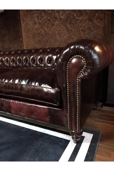 3A Mobilya New Bordo Pullap Chesterfield - Resim 6