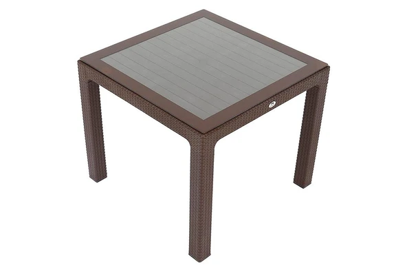 Norino Mandella 90x90 Elit Rattan Masa (Camlı) KAHVERENGİ ürün görseli 1