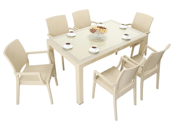 Norino Mandella Elit Rattan 90x150 Elit Koltuk Camlı Masa Takımı ÇÖLBEJİ ürün görseli 1
