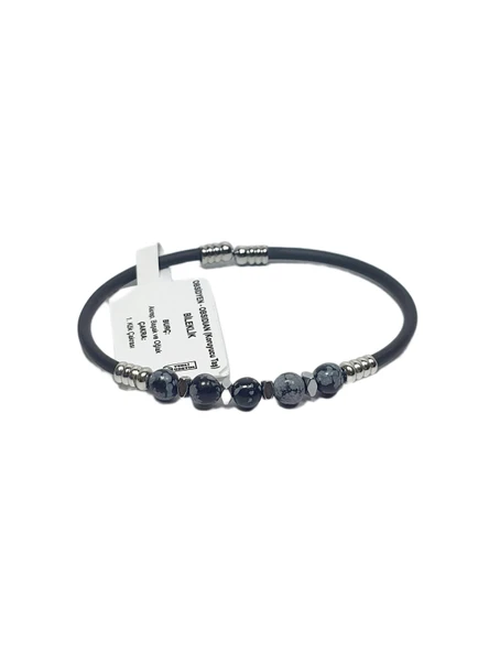JTSS26BLK1781 PASLANMAZ ÇELİK BİLEZİK SİLİKON KAPLAMA OBSİDYEN VE HEMATİT DOĞALTAŞLI GARANTİLİ JANTİ BİLEKLİK ürün görseli 1