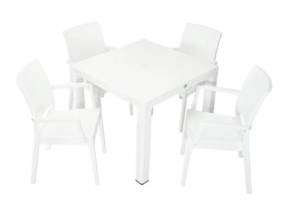 Norino Mandella Elit Rattan 90x90 Elit Koltuk Masa Takımı BEYAZ ürün görseli 1