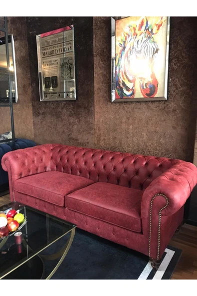 3A Mobilya Nar Çiçeği Chesterfield Koltuk - Resim 2