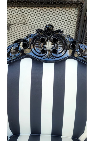 3A Mobilya 3A MOBİLYA BLACK & WHİTE OYMALI BERJER - Resim 2