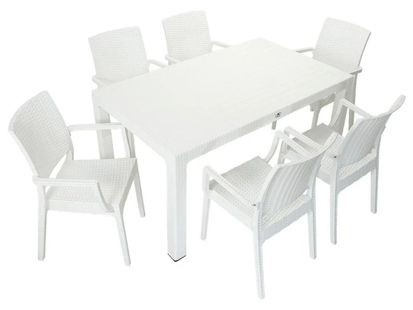 Norino Mandella Elit Rattan 90x150 Elit Koltuk Masa Takımı BEYAZ ürün görseli 1