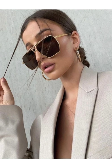 REN accesories Wanete Premium Büyük Boy Kahverengi Cam Unisex Güneş Gözlüğü Reneyewear ürün görseli 1