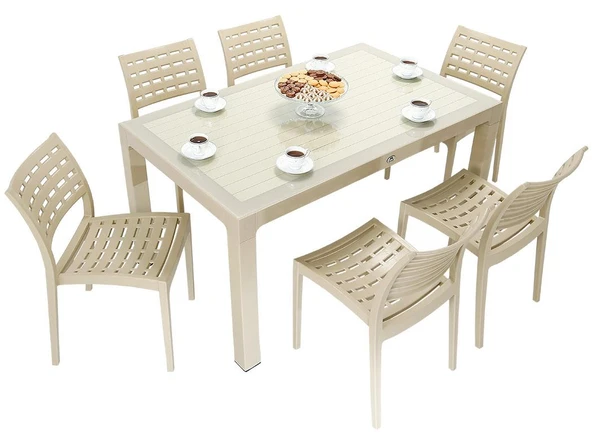Norino Mandella Wood 90x150 Cafe Sandalye Camlı Masa Takımı ÇÖLBEJİ ürün görseli 1