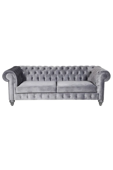 3A Mobilya Grey Chesterfield 230X90X80 CM - Resim 2
