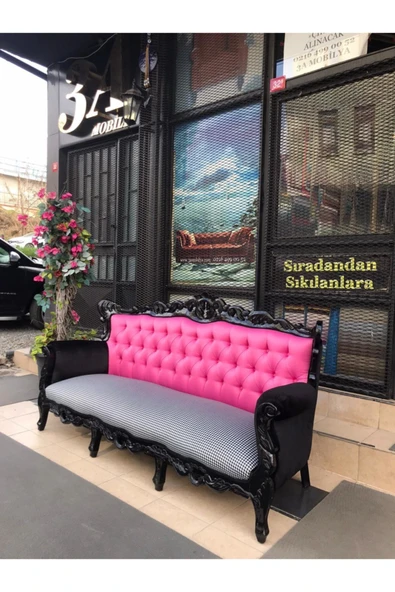 3A Mobilya Black & Pink Kanepe - Resim 4