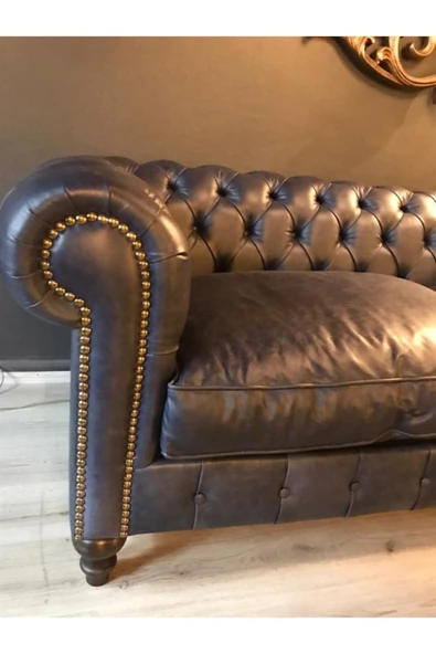 3A Mobilya Hakiki Deri Klas Chesterfield - Resim 5
