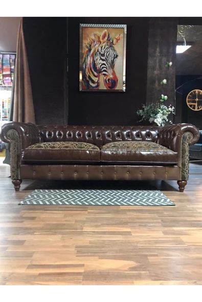 3A Mobilya Brown Pullap Chesterfield ürün görseli 1