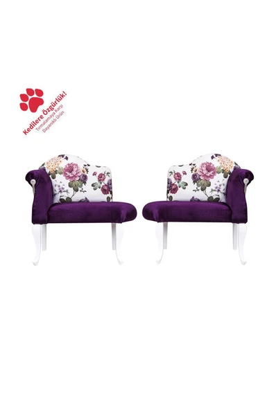 3A Mobilya 2'li Salkım Hanım Mor Josephine 80x76x56 cm ürün görseli 1