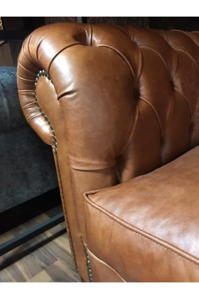 3A Mobilya 3a Pisa Hakiki Deri Chesterfield - Resim 3