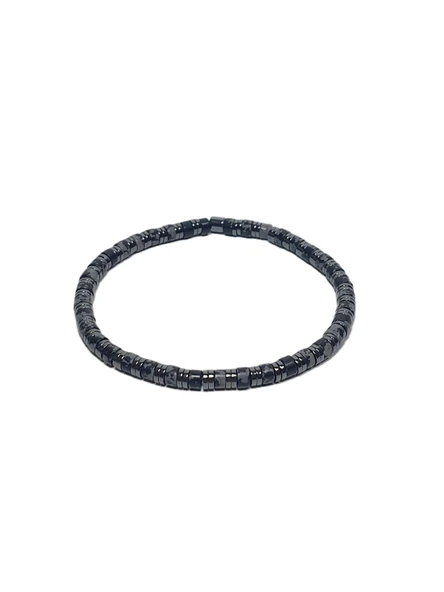 JTSS26BLK1756 OBSİDYEN VE HEMATİT DOĞALTAŞ ESNEK 4 MM JANTİ BİLEKLİK ürün görseli 1