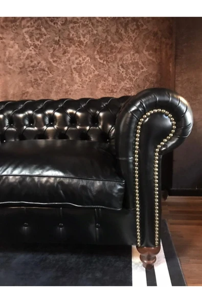 3A Mobilya Hakiki Deri Lanchester Chesterfield - Resim 4
